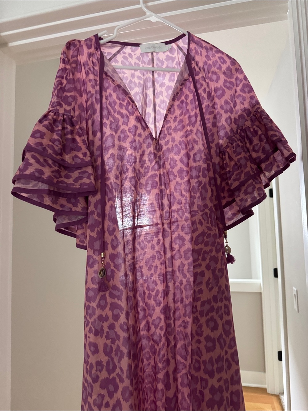 Zimmermann Purple Leopard Print Swim Coverup